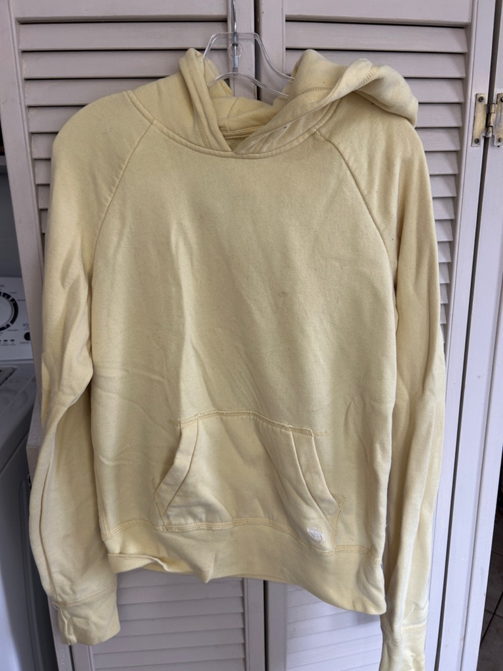 Abercrombie & Fitch vintage butter Yellow white moose logo Pullover Hoodie